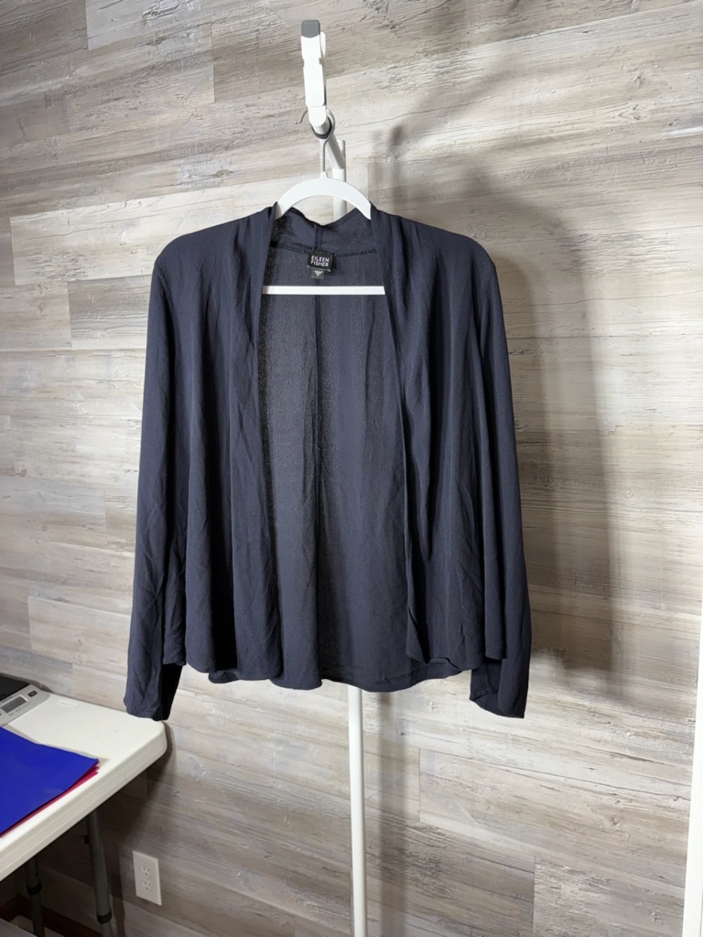 Eileen Fisher Navy Open-Front Lightweight Cardigan 1856